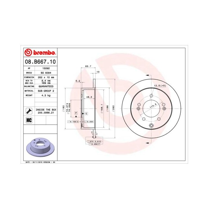 BREMBO COATED DISC LINE Bremsscheibe 08.B667.11