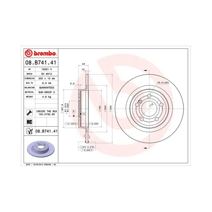 BREMBO COATED DISC LINE Bremsscheibe 08.B741.41