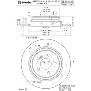 BREMBO COATED DISC LINE Bremsscheibe 08.B844.11