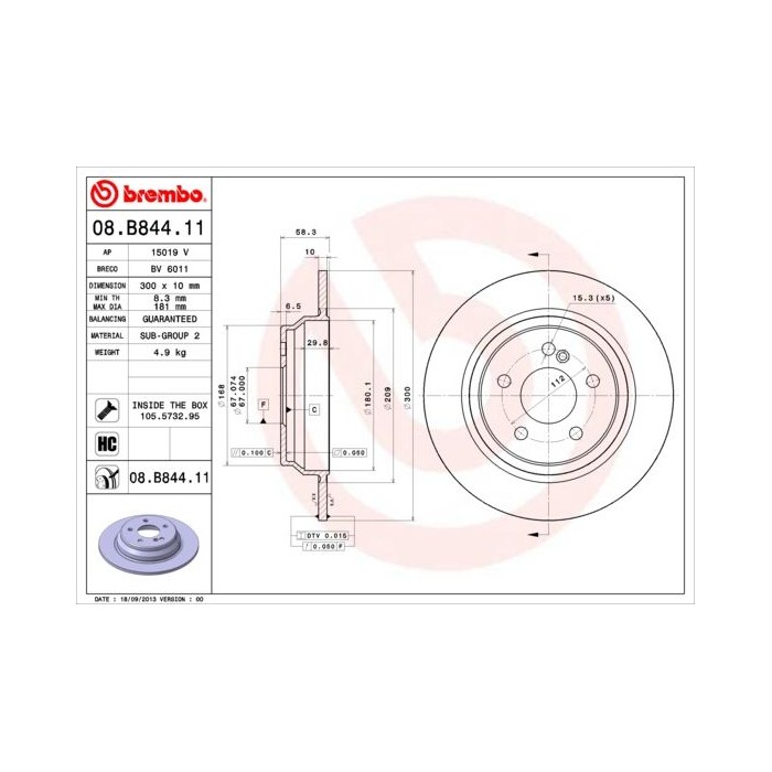 BREMBO COATED DISC LINE Bremsscheibe 08.B844.11