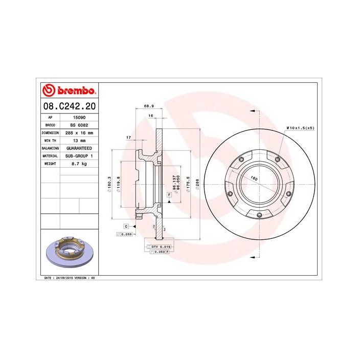 BREMBO Bremsscheibe 08.C242.20