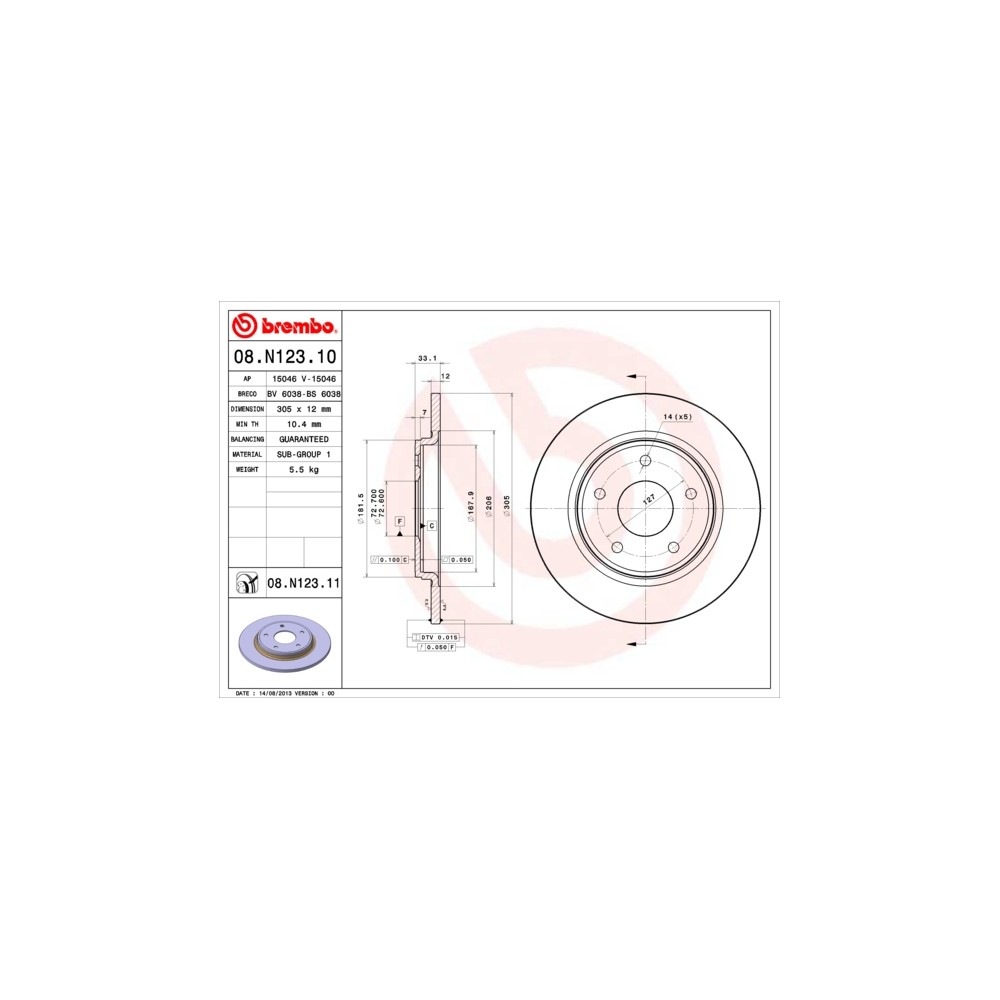 BREMBO COATED DISC LINE Bremsscheibe 08.N123.11