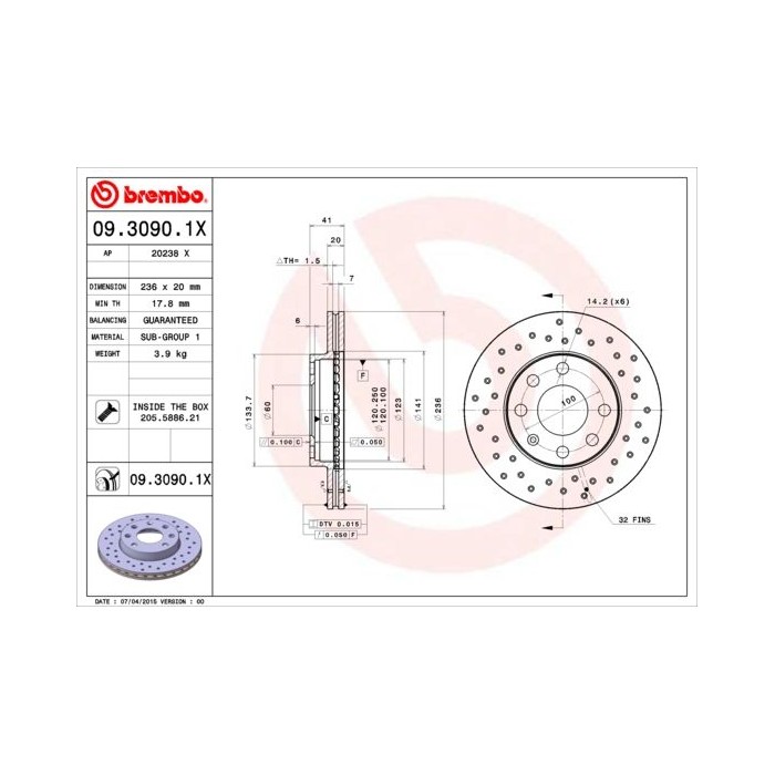 BREMBO XTRA LINE Bremsscheibe 09.3090.1X