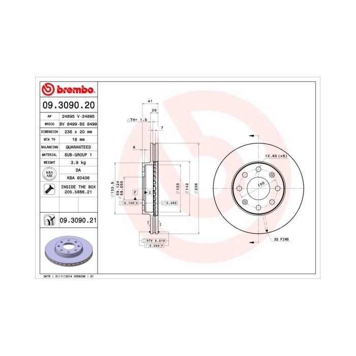 BREMBO Bremsscheibe 09.3090.20