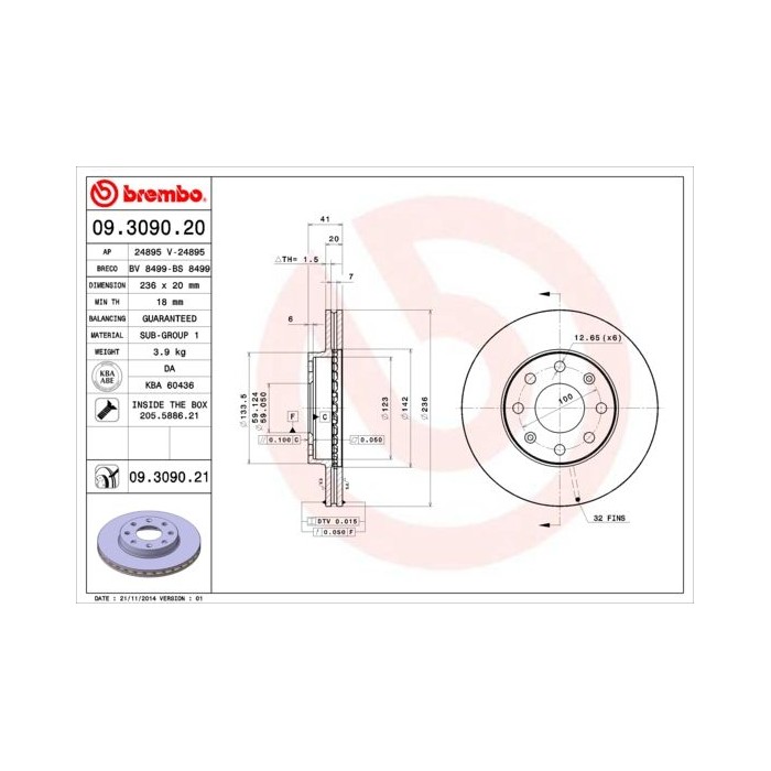 BREMBO Bremsscheibe 09.3090.20