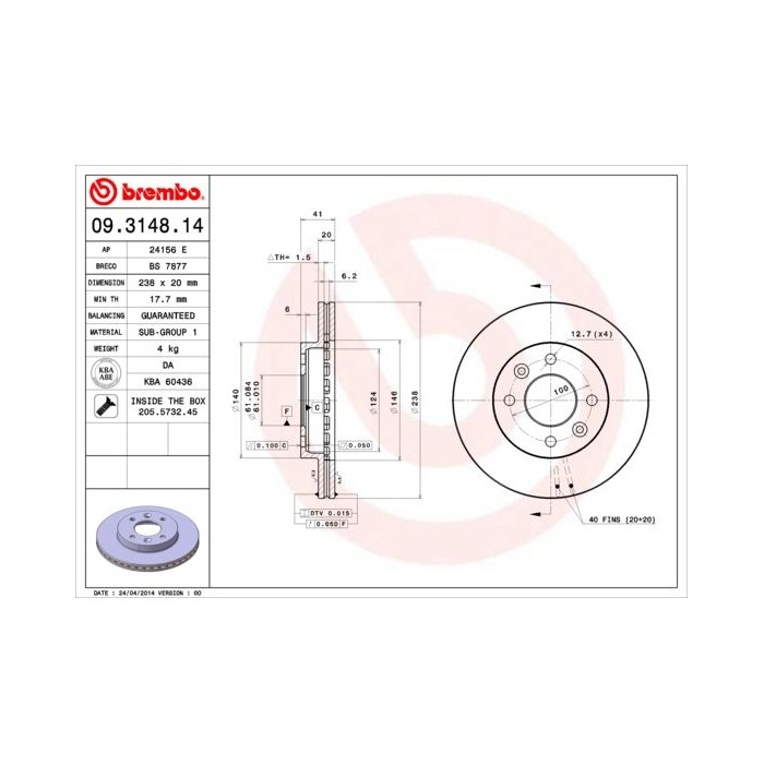 BREMBO Bremsscheibe 09.3148.14