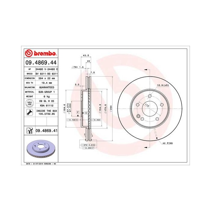 BREMBO COATED DISC LINE Bremsscheibe 09.4869.41