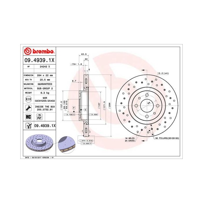 BREMBO XTRA LINE Bremsscheibe 09.4939.1X