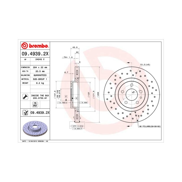 BREMBO XTRA LINE Bremsscheibe 09.4939.2X