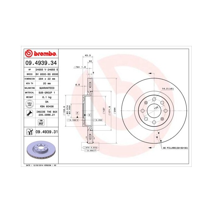 BREMBO Bremsscheibe 09.4939.34