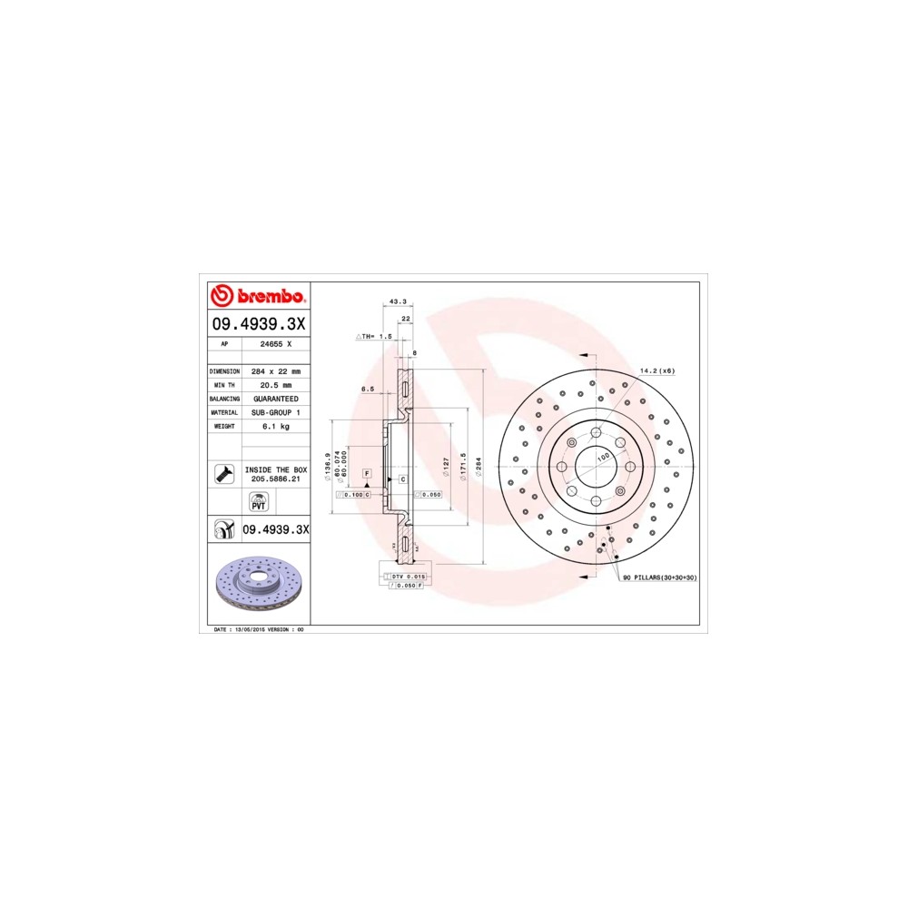 BREMBO XTRA LINE Bremsscheibe 09.4939.3X