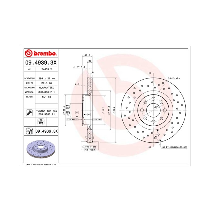 BREMBO XTRA LINE Bremsscheibe 09.4939.3X