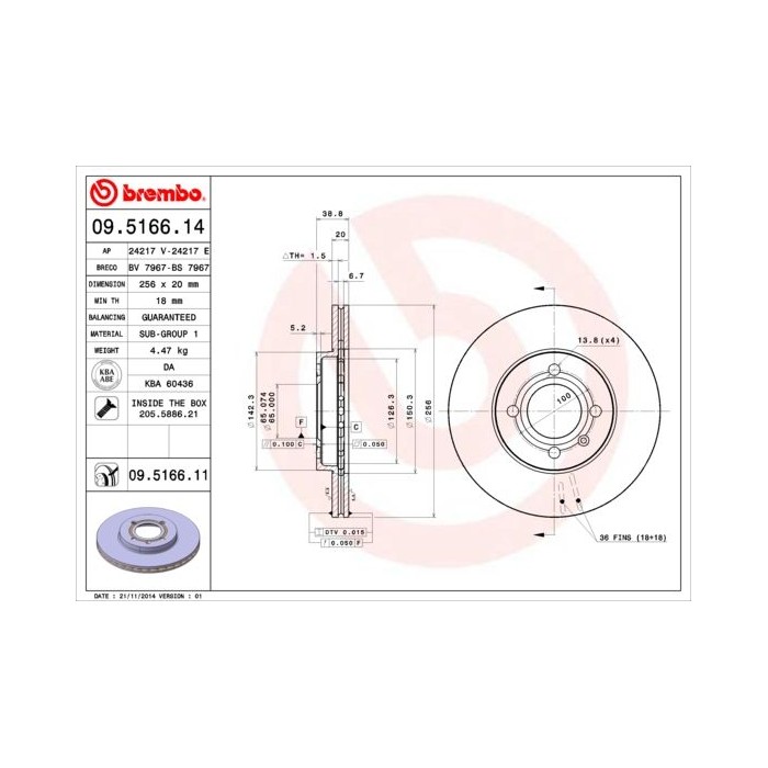BREMBO Bremsscheibe 09.5166.14