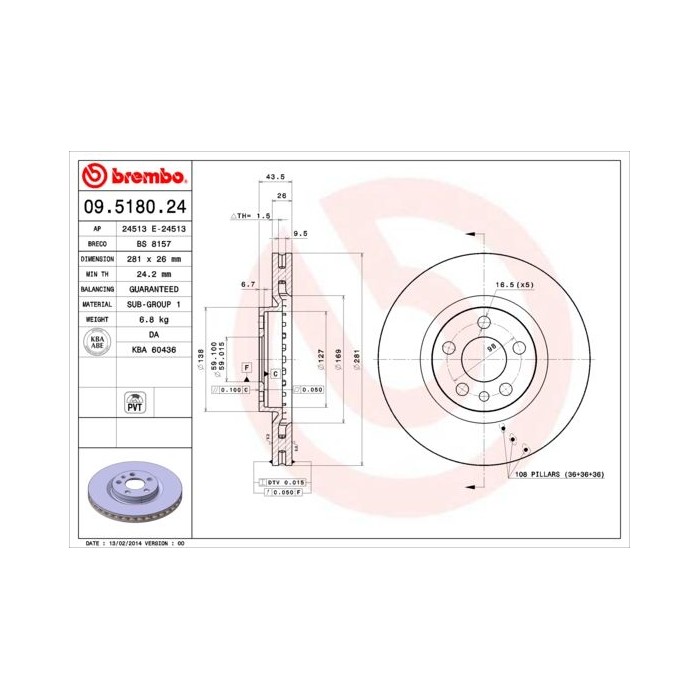 BREMBO Bremsscheibe 09.5180.24