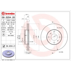 BREMBO Bremsscheibe 09.5254.20