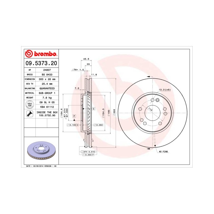 BREMBO Bremsscheibe 09.5373.20