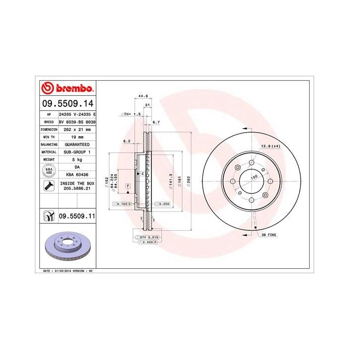 BREMBO Bremsscheibe 09.5509.14