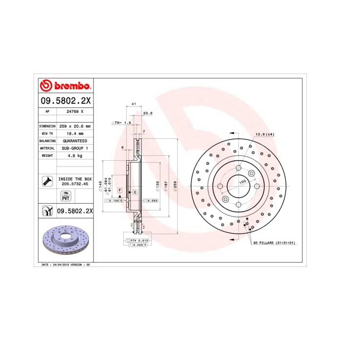 BREMBO XTRA LINE Bremsscheibe 09.5802.2X