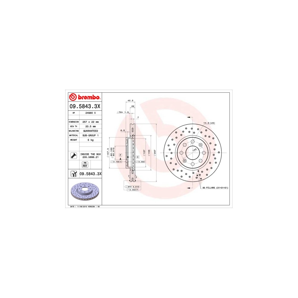 BREMBO XTRA LINE Bremsscheibe 09.5843.3X
