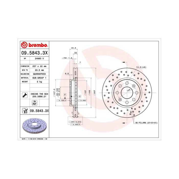 BREMBO XTRA LINE Bremsscheibe 09.5843.3X