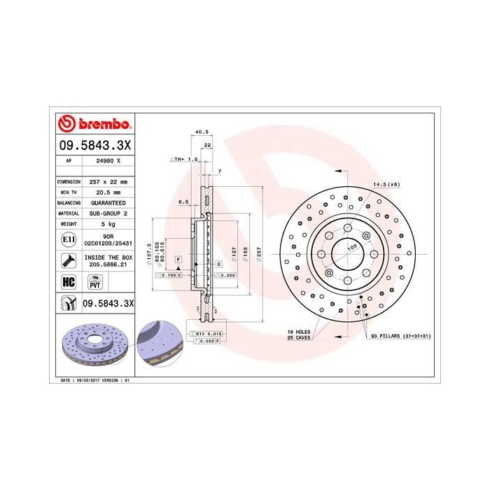 BREMBO XTRA LINE Bremsscheibe 09.5843.3X