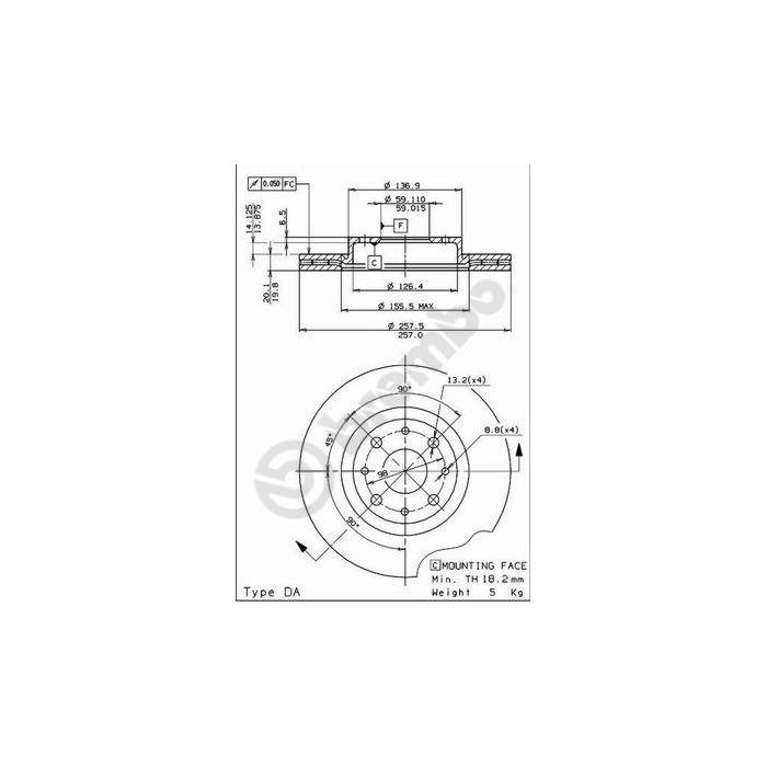 BREMBO COATED DISC LINE Bremsscheibe 09.5870.11