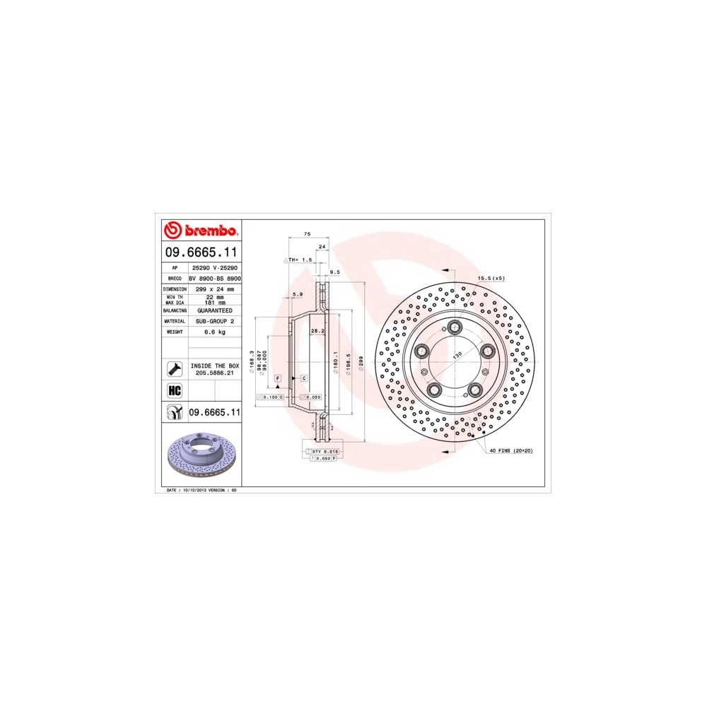 BREMBO COATED DISC LINE Bremsscheibe 09.6665.11