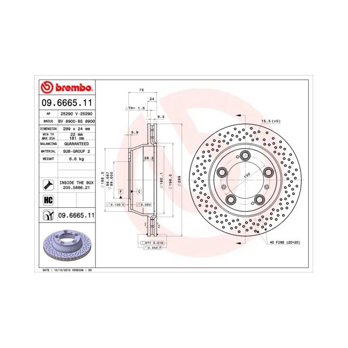 BREMBO COATED DISC LINE Bremsscheibe 09.6665.11