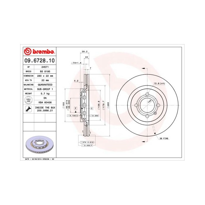 BREMBO Bremsscheibe 09.6728.10