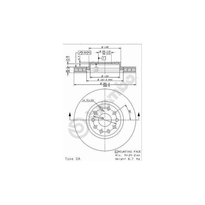 BREMBO COATED DISC LINE Bremsscheibe 09.6767.11