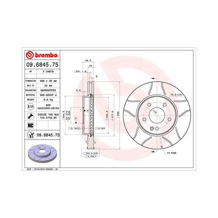 BREMBO MAX LINE Bremsscheibe 09.6845.75