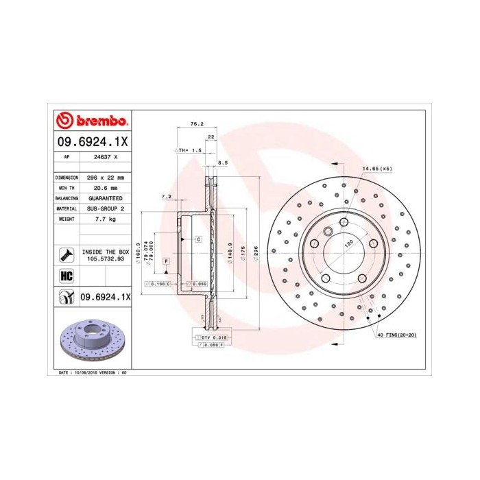 BREMBO XTRA LINE Bremsscheibe 09.6924.1X
