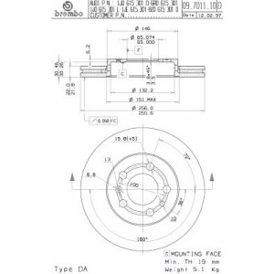 BREMBO Bremsscheibe 09.7011.14, skoda, vw