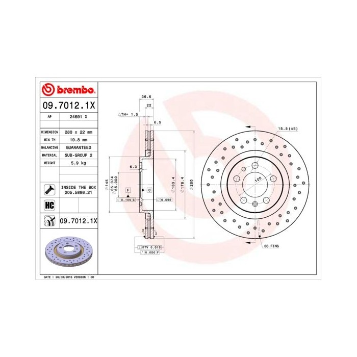 BREMBO XTRA LINE Bremsscheibe 09.7012.1X