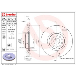 BREMBO COATED DISC LINE Bremsscheibe 09.7074.11