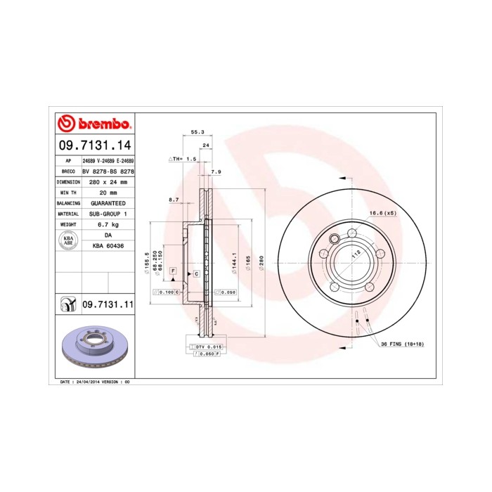 BREMBO Bremsscheibe 09.7131.14