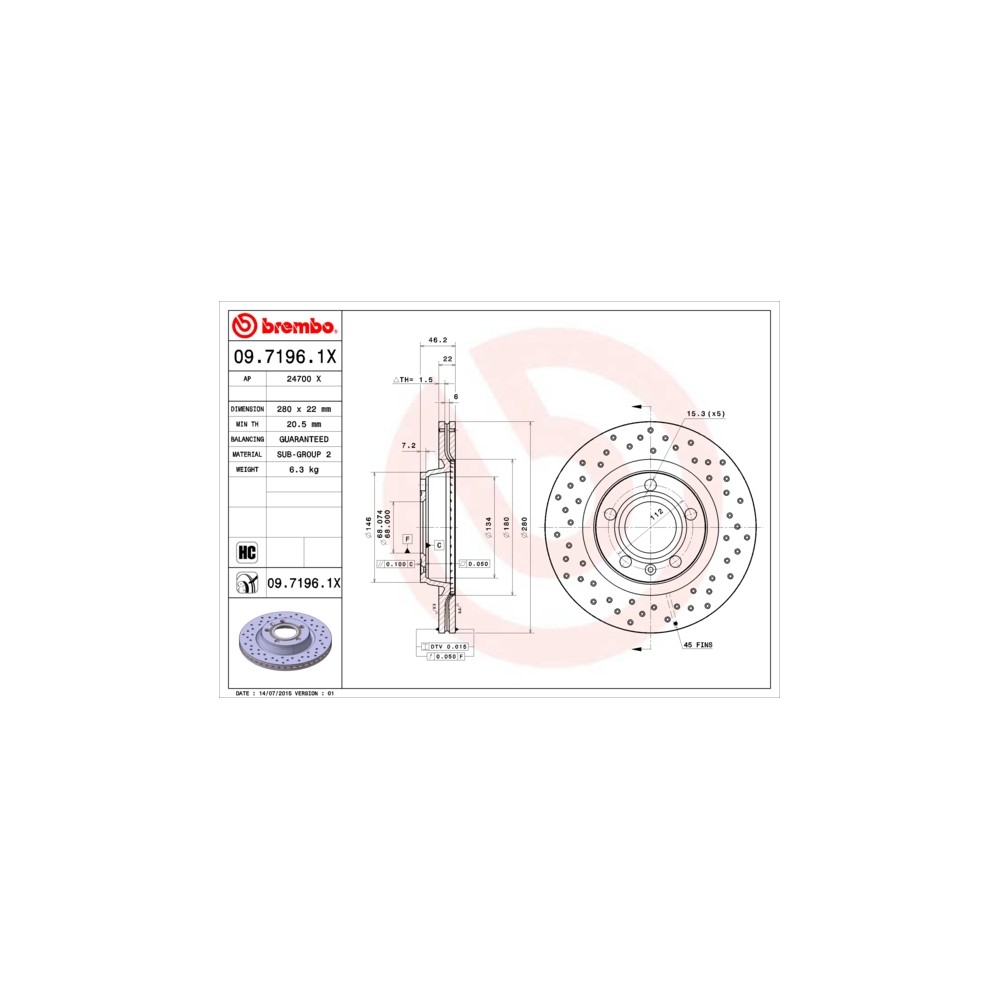 BREMBO XTRA LINE Bremsscheibe 09.7196.1X