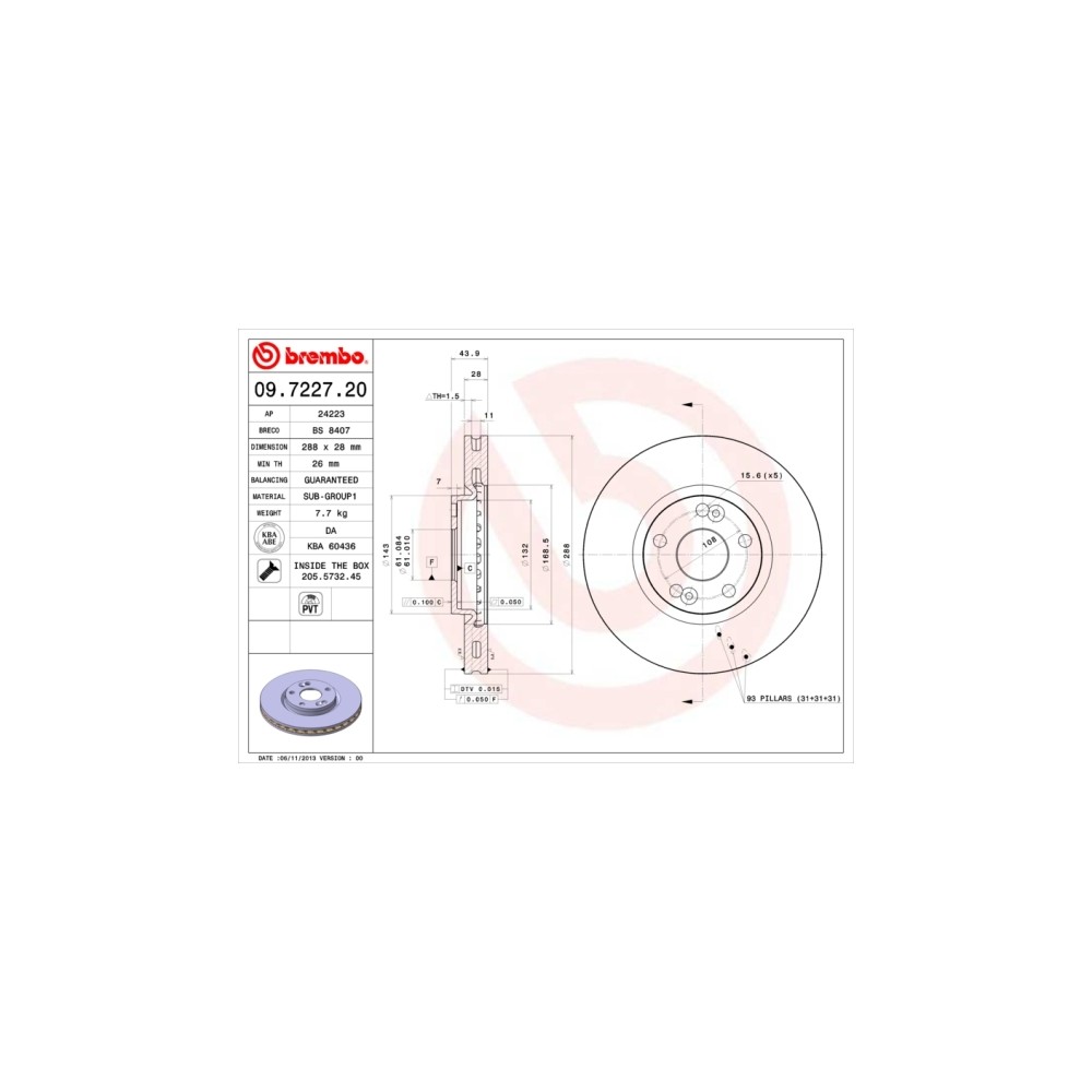 BREMBO Bremsscheibe 09.7227.20