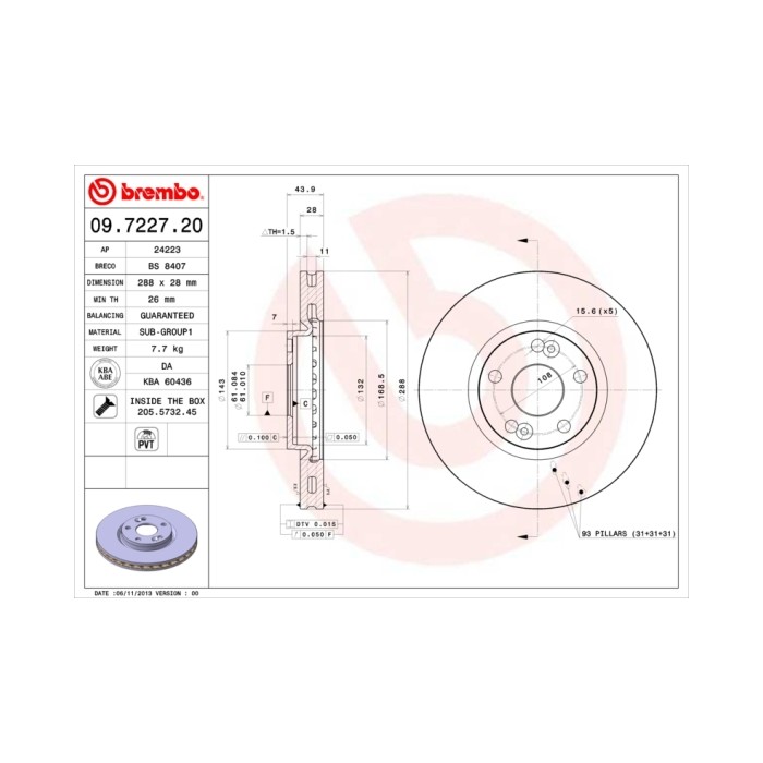 BREMBO Bremsscheibe 09.7227.20