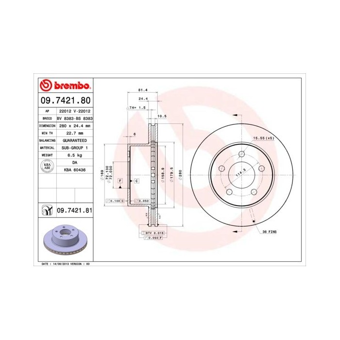 BREMBO Bremsscheibe 09.7421.80