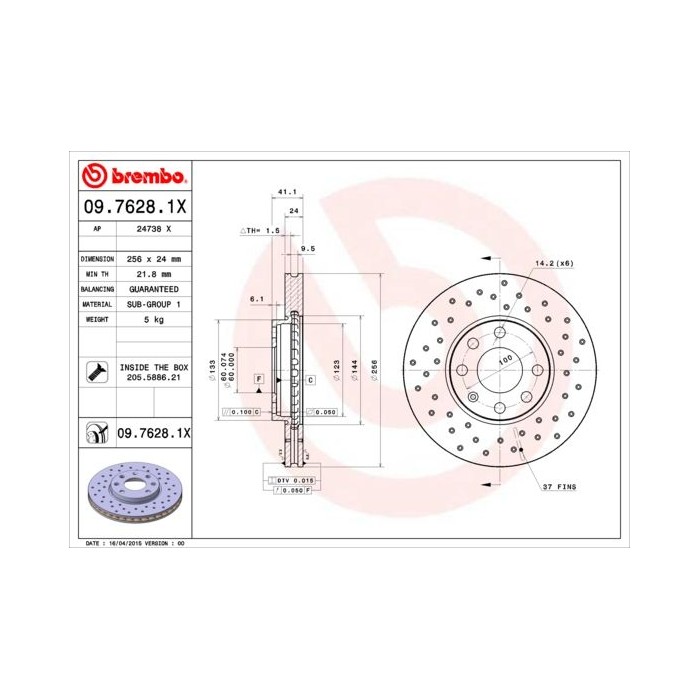 BREMBO XTRA LINE Bremsscheibe 09.7628.1X