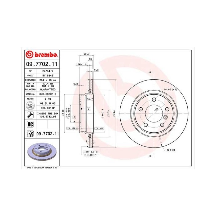 BREMBO COATED DISC LINE Bremsscheibe 09.7702.11