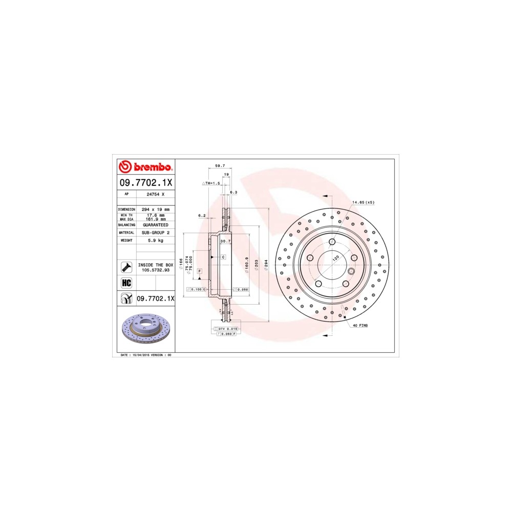 BREMBO XTRA LINE Bremsscheibe 09.7702.1X