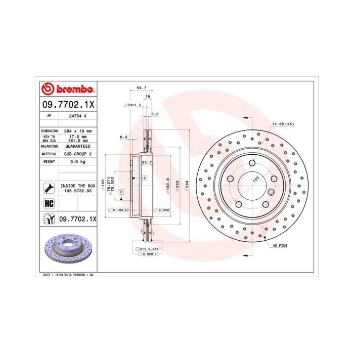 BREMBO XTRA LINE Bremsscheibe 09.7702.1X