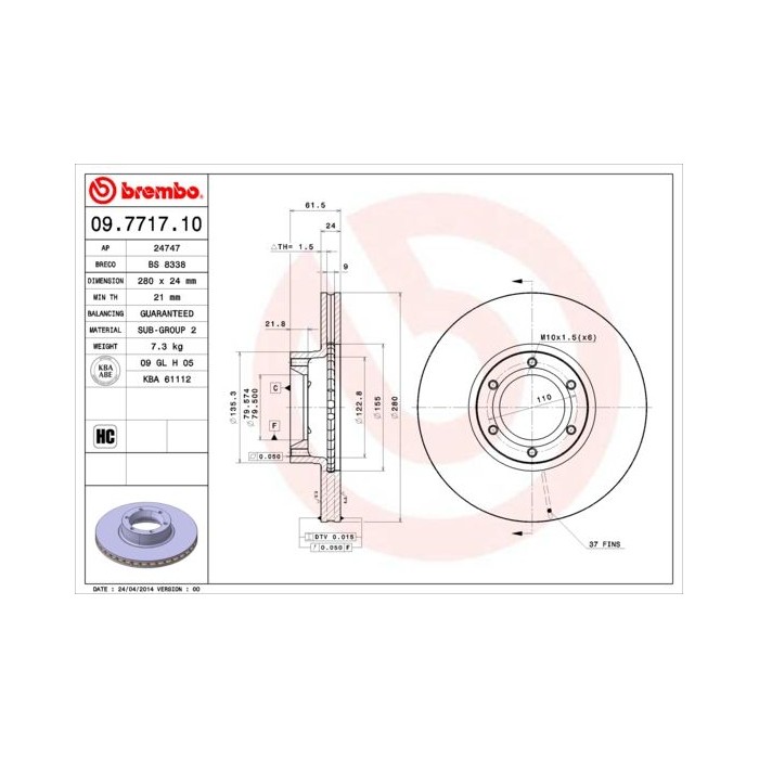 BREMBO Bremsscheibe 09.7717.10