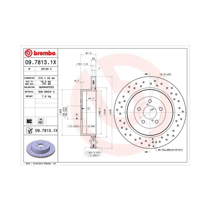 BREMBO XTRA LINE Bremsscheibe 09.7813.1X