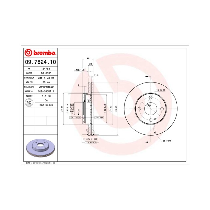 BREMBO Bremsscheibe 09.7824.10