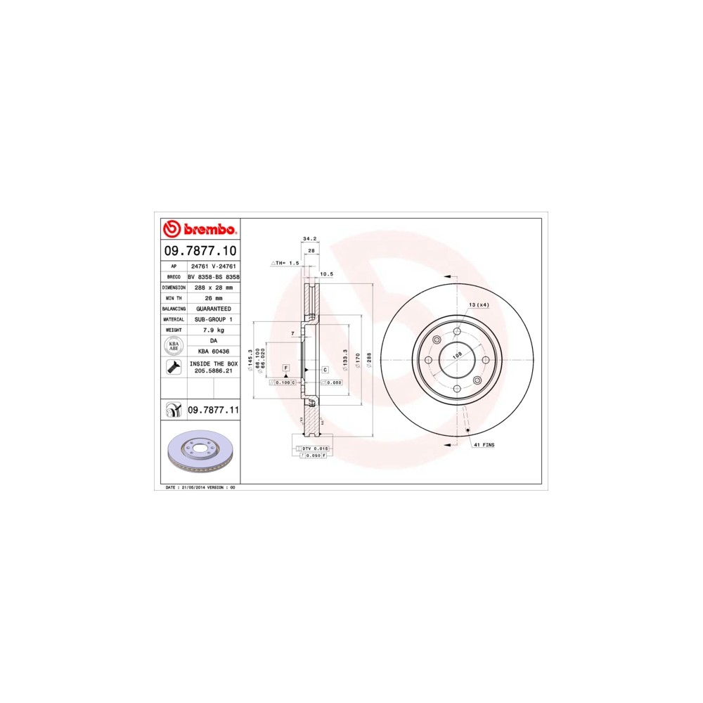 BREMBO COATED DISC LINE Bremsscheibe 09.7877.11