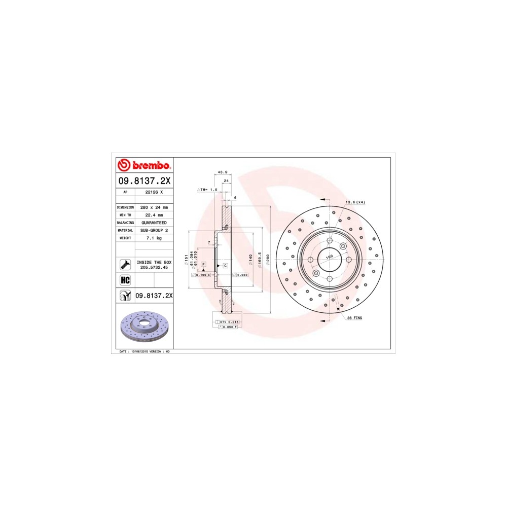 BREMBO XTRA LINE Bremsscheibe 09.8137.2X