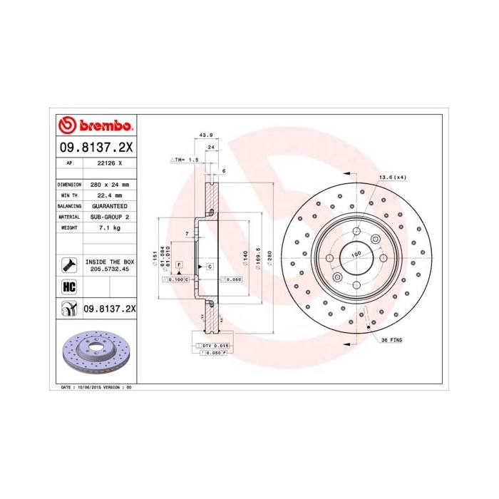 BREMBO XTRA LINE Bremsscheibe 09.8137.2X